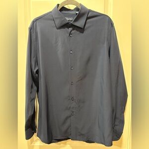 Nautical Dark Blue Stretchy Button Down